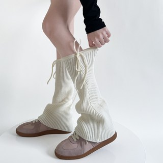 말랑킷 니트 리본 레그워머 여성 발토시 골지 니삭스 발레코어