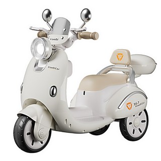 企鵝寶貝 小P粉嫩兒童電動摩托車 兒童電動車 三輪電動機車 RT-620, 米白色, 1個