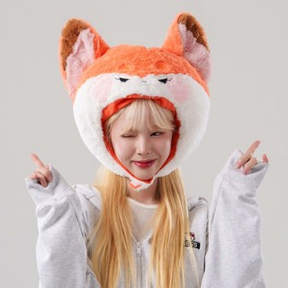 말랑마쥬 인생네컷 동물 캐릭터 모자 할로윈 파티 소품, 1개, 폭스