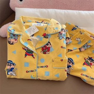 小新の雜貨鋪 日系卡通可愛蠟筆小新睡衣女夏天薄款短袖短褲學生宿舍家居服套裝