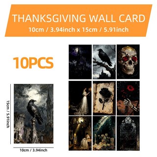 嗨購 10張懷舊油畫暗黑哥特風明信片套裝，客廳臥室裝飾海報牆卡，打造獨特藝術氛圍, T01043081