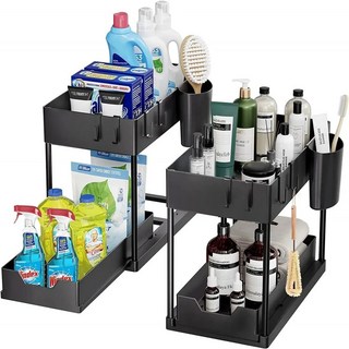 DOUBLE IONAL DRAWERS SINK SLIDING PIECES SHELF RA WITH UNDER MULTIFU BATHROOM ORGANIZER KIT STORAGE, Pa 2 pieces A, 1개