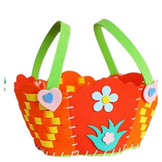 EVA編織手提藍︱花籃 兒童DIY 手工製作 幼兒園手工材料包 手工花籃材料包︱麥手作, B橘紅色, 1個