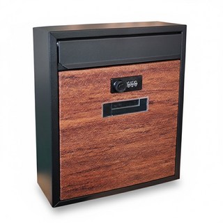 鐵質木紋信箱(贈小掛勾貼片) 信箱 密碼鎖 信箱郵筒 信箱防水 密碼信箱, 黑色