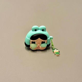 可愛卡通愛麗絲小兔 AirPods 保護套 適用 AirPods 1/2/3/Pro 無線藍牙耳機套 矽膠女, 1個, Airpods1/2代青帽哭娃【單殼無掛件】