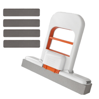 핸디형 미니 밀대걸레 1+1 세트 셀프탈수 스펀지 청소기 강력흡수 물기제거 주방 욕실 창문 청소용 걸레 교체형 다용도 청소템 편리한 자동탈수 위생적 청소솔 인테리어 청소필수템, 1세트, 미니걸레1개 +리필스펀지4개