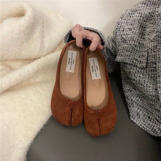 分趾鞋 瑪莉珍鞋 娃娃鞋 絨面軟底淺口單鞋, 棕色,36