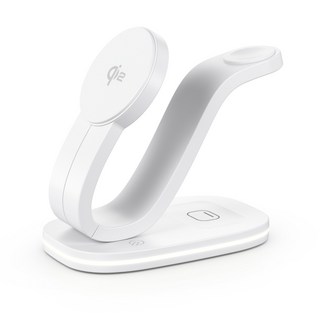 AHEAD Qi2 25w 三合一無線充電器 蘋果手機 快充 充電板 MagSafe AirPods耳機 Watch手錶, 白色, 1個