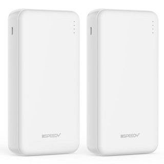 SPEEDY 슬림 듀얼 보조배터리 20000mAh 듀얼포트 + C타입 케이블 + 5핀 + 8핀 젠더 세트, 화이트, SPE-B22PCPPB200A(2EA)