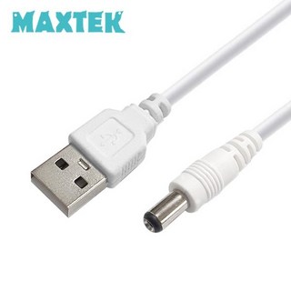 맥스텍 MT240 USB to DC 전원 케이블 1M 5.5 to 2.1 화이트, 1개