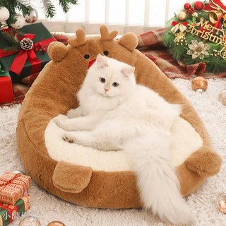 耶誕貓窩貓睡窩貓睡墊寵物用品貓沙發狗窩貓床貓屋寵物窩，柔軟舒適，防滑安全, 1個, 貓窩,M