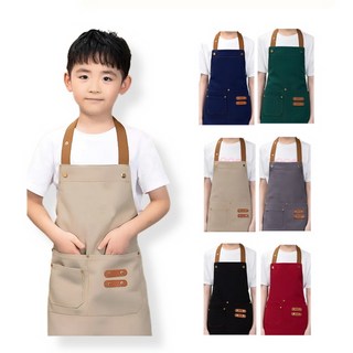 엘린베베 어린이 방수 자수 앞치마 남아 여아 미술 학원 유치원 요리 공방 준비물, 진녹색(자수없음)