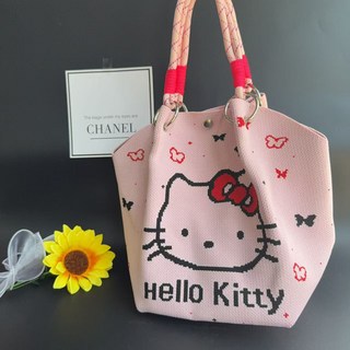 格子簡約手提包 時尚百搭女款枕頭包 水桶包 手拎包 飛織包