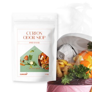 큐레온 음식물 생활 쓰레기 냄새제거 악취근원제거 붙이는 탈취제 12개입 6개월 사용, 1개, 5g