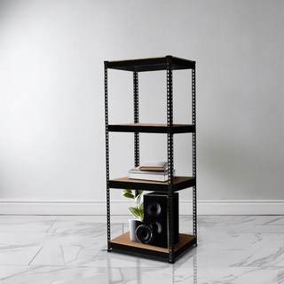 블랙 철제선반 무볼트 조립 앵글 수납장 높낮이조절 시스템선반 진열대 틈새선반 300 400 500, 4단