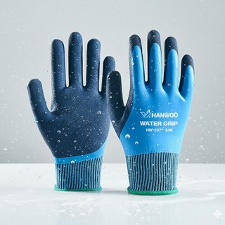 한우 워터그립 라텍스코팅 방수장갑 HW-207, 10개
