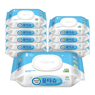 깨끗한나라 페퍼민트 블루 물티슈 캡형 70매 10팩, 10개