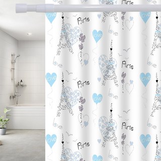 윈지 패브릭 샤워커튼 + 샤워봉 세트, 1세트, 파리