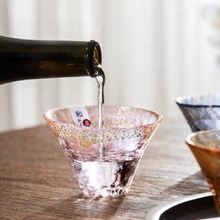 東洋佐佐木 富士山櫻花金箔手工玻璃杯 清酒杯/冷酒杯, 琥珀櫻花盃,301-400ml, 1個