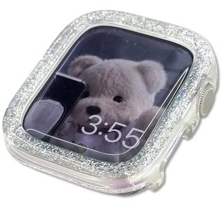 영스피플 애플워치 호환 반짝이 케이스 3 6 7 8 9 se2 울트라2 베젤링 테두리 커버, 실버, 1개