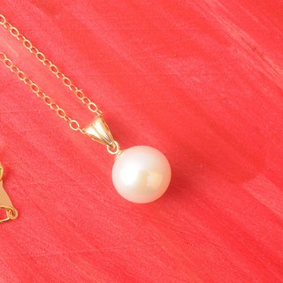 진짜 천연 원형 담수 진주 목걸이용 14K 펜던트