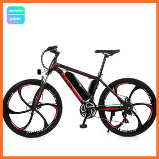 미래모아 MTB 26인치 전기 자전거 27단 기어 산악용 등하교 전기스쿠터 전동스쿠터 전동오토바이, 10ah 35km, 레드 5도 일체휠