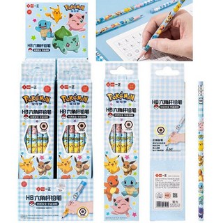 正版授權寶可夢皮卡丘/伊布/傑尼規/小火龍/胖丁六角HB12入鉛筆, 1個