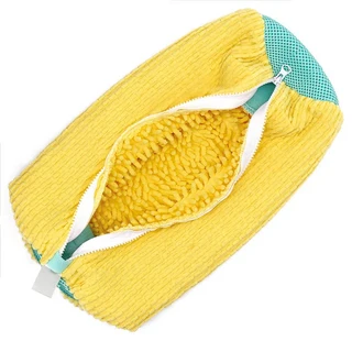 게으른 신발 청소 유물을위한 편리한 세탁기 커버 필터 홈 워시 백 두꺼운 부드러운 강모 브러시, 02 YELLOW, 1개