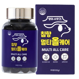 강아지 종합영양제 기관지 피부 관절 눈 심장 유산균 항산화 면역력 댕이수랏간 침향 멀티올케어 100g, 99정, 1개
