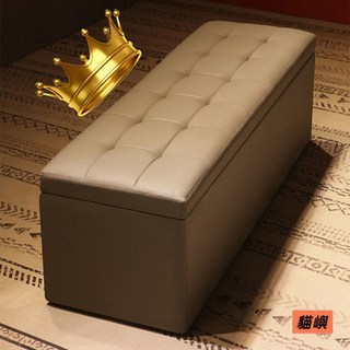 貓嶼 凳門口換鞋凳收納凳可坐成人休息沙髮凳服裝店長條儲物試衣間凳子, 黃色【皮革】,長50寬40高40, 1個