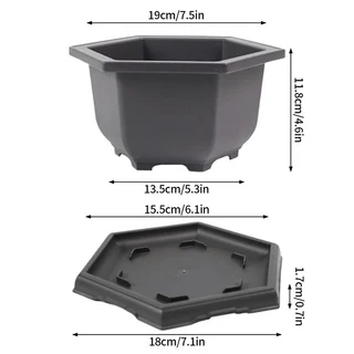모조 보라색 점토 화분 식물을위한 냄비 홈 인테리어 정원 풍경 트레이 직사각형, 12 Hexagonal M and tray