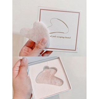 粉晶玉石滾輪臉部按摩棒 & 刮痧板 套組, 1個, 現貨粉晶刮痧板 盒裝