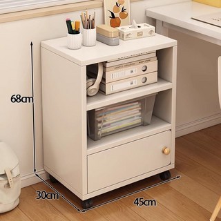 可移動帶輪床頭櫃收納櫃：臥室床邊置物架、簡易家用小書櫃、小型儲物櫃, 1個