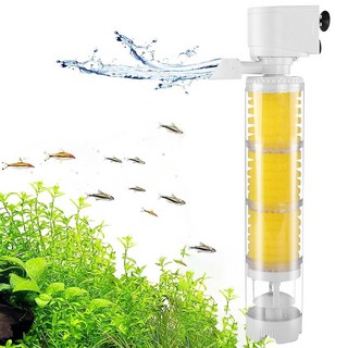 Super-in 수족관 다기능 측면 여과기세트 산소공급 무소음 스펀지 여과기, 1개, 10W