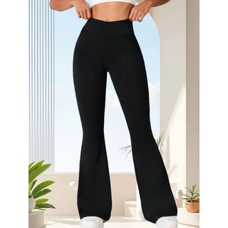 跨境新款歐美女式高腰微喇叭褲爆款打底褲瑜伽休閒時尚