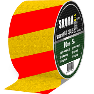 SKORA 夜光警示膠帶, 1捲, 黃色 紅色