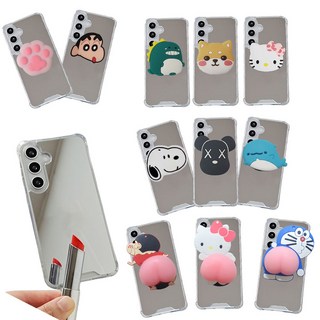 갤럭시 와이드8 M16 5G SM-M166S 휴대폰 케이스 미러 젤리+스마트톡 거치대 세트 거울 범퍼 그립톡 핑거톡 방탄 에어젤리 충격 보호 핸드 그립 폰케이스 썬플hee