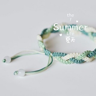 diy手鏈手工手鏈材料包 DIY手工編織幸運手繩材料包ins網紅漸層馬卡龍編織線閨蜜手鍊禮物, 綠色, 1個