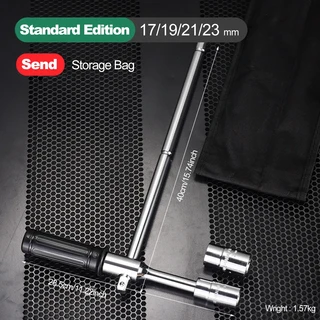 유니버설 렌치 타이어 어른언 너트 렌치 세트(보관 가방 포함) 표준 소켓(17/19/21/23mm) 듀티 크로스 휠, 01 A