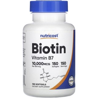 미국산 뉴트리코스트 비오틴 비타민 B7 10000mcg 150정 Biotin Nutricost 선물증정, 1개