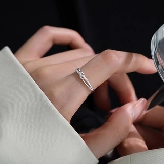 999純銀素圈戒指，百搭開口戒，小眾高級感輕奢指環，食指戒，送女友禮物，純銀戒指，女生戒指