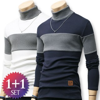 블루포스 에슈비 1+1세트 남자 폴라티 목티 남성 목폴라 빅사이즈 가을 겨울 긴팔 티셔츠