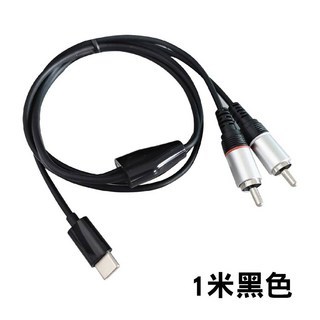 Type-C 轉 2AV 音源線 支援安卓蘋果iPhone iPad MAC WIN11 手機電腦連接擴大機, 1個, 1米黑色