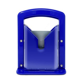 Slyce - 베이글 슬라이서 안전 실드 및 안전 그립이 있는 베이글 커터 크고 작은 베이글을 자를 수 있는 베이글 홀더 스테인리스 스틸 블레이드(그레이), 블루