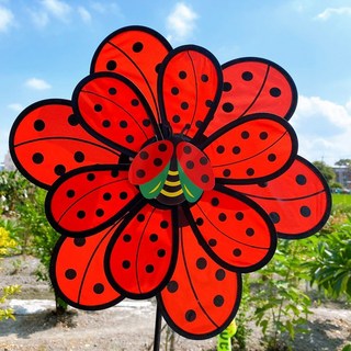 大瓢蟲 雙層風車 6片布面風車 花園裝飾 戶外風車, 彩色, 1個