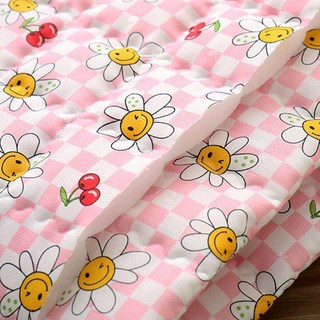 누비] 천연꼰사 인견소폭] 체크플라워 핑크, 1개