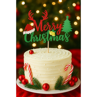 루루 크리스마스 케이크 토퍼 케잌 장식 성탄축 데코, 메리 크리스마스, 1개