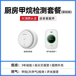 海康威視燃氣報警器 家用廚房防洩漏丙烷煤氣一氧化碳天然氣警報器 一氧化碳警報器 瓦斯警報器 露營警報器, 廚房甲烷檢測套餐（基礎版）, 1個