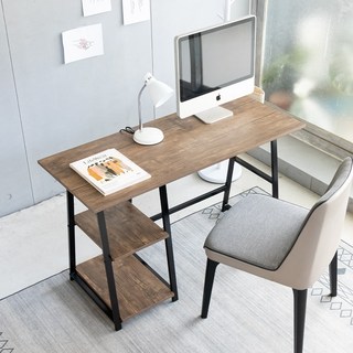 Amos 亞摩斯 日式簡約木紋A字層架書桌 多功能桌 DCA068, 棕橡木色