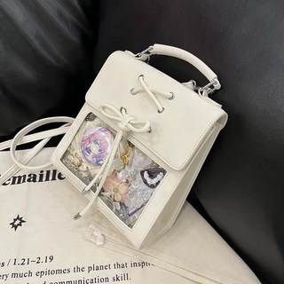 可愛暴擊 艾米兔女包原創2025新款簡約百搭痛包 潮流時尚雙肩包, 象牙白無配飾